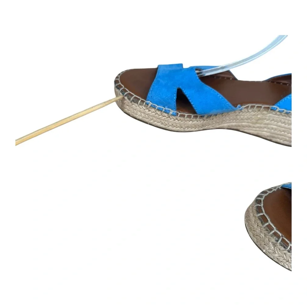 Franco Sarto Women’s 9M Penne Blue Strappy Sandals Espadrilles Colorful Heel